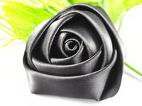 Wholesale 14pcs Big Satin Ribbon Rose Flower DIY Craft Appliques (Black)