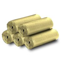 5 Rolls Small Trash Garbage Bags, 4 Gallon Strong Thin Material Disposable Kitchen Garbage Bags, Durable Plastic Trash Bags for Office Home Bedroom Garden Waste Bin, 100 Counts (Gold)