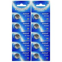 Eunicell CR1632 Lithium Blister Pack 3V 3 Volt Coin Cell Batteries (10 pcs)
