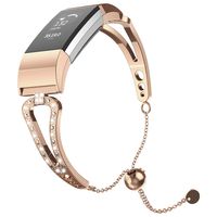 UMTELE Band Compatible with Fitbit Charge 2 V Shape Stainless Steel Bracelet Band Replacement for Fitbit Charge 2 for Women & Girls, Rosegold