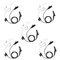 Caroo 2 Wire Surveillance Kit Eeapiece Headset with One Pair Medium Earmolds for Motorola 2 Way Radio XPR7580 XPR6550 XPR 7380 APX6000 APX4000 XPR7350 APX7000 XPR7550 XPR6350 Walkie Talkie(5 Pack)