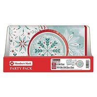 Member's Mark Wonderland Frost Snowflake Party Pack. Disposable Performa Paper Christmas Plates with Thick and Highly Absorbent 3 Ply Napkin. Perfect for Holiday Parties and Events.