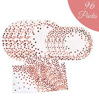 Onebttl 96 PCS Rose Gold Party Supplies, Disposable Paper Plates Dinnerware Set- 32 Dinner Plates, 32 Dessert Plates, 32 Napkins for Wedding, Birthday, Graduations, Bridal Shower (Rose Gold-Dot)