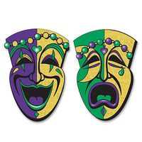 Beistle 54550 2-Pack Jumbo Glittered Comedy and Tragedy Faces, 24-1/2-Inch