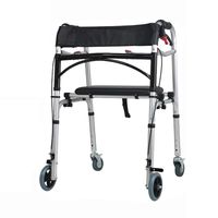 Luckya Walker Elderly Walker Rehabilitation Four Wheel Can Push The Walker and Hand Brake Adjustable Height Non-Slip Walking Stick with Hospital