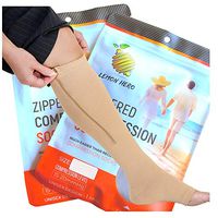 Short/Petite Zippered Compression Socks with Open Toe - Best Leg Support Stockings (L(Short) - Calf 10-13in, Beige)