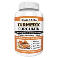 Hewis & Selby Turmeric Curcumin 1500mg Capsules - 95% Standardized Curcuminoids, Black Pepper & Ginger - 60 Veggie Caps - Natural Joint Pain Relief & Anti-Inflammatory - Made in USA