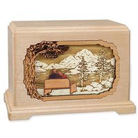 Soulmates Together Forever Wooden Cremation Urn with Two Companions - Wood Art Inlay Funeral Urn with Couple Together Again on Bench (Hampton Standard Size for One Person, Maple)