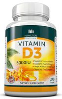 Vitamin D3 5,000 IU 240 Premium Softgels by Hamilton Healthcare, All Natural, Effective and Safe Supplement That Supports Bone, Muscle, Breast, Prostate, Dental As Well As The Immune System
