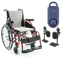 S-Ergo 125 Ergonomic Wheelchair | Seat Size 18" X 17" | Flip-Back Armrest | Upgraded to Elevating Legrests | Frame Color Red & Free 130 dB Matte Blue Personal Safety Alarm/Siren!