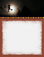 Halloween Witch Riding Broom At Night Stationery Printer Paper 26 Sheets