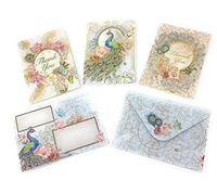 Punch Studio (67565) Lacy Peacock Blank Thank You Note Cards in Tri-Fold Vinyl Sleeve, 15 ct (5 ea of 3 designs)