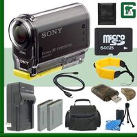 Sony HDR-AS20 HD POV Action Cam (Black) + 64GB Green's Camera Bundle 3