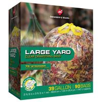 Member Mark Large Drawstring 39 Gallon Bags, 90 Count (Pack of 12)