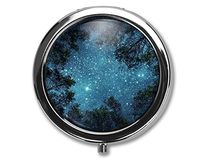 Eareeco - Starry Sky Design Round Pill Case/Pill Box/Pill Case/Case- Three-Compartment Pill Box/Pill Case