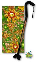 Adjustable Walking Cane Aluminum Self Adjustable Quad Cane Tip Foot Smiley Face Floral Fractal Artwork Design