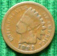 1893 U.S. Indian Head Cent / Penny Coin