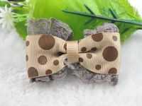 18 Pcs Grosgrain/lace Ribbon Bow Dot Appliques Craft Wedding (Brown)