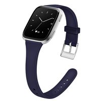 MEFEO Compatible with Fitbit Versa Bands, Slim Soft Silicone Sport Band Thin Narrow Wristband Replacement Strap for Fitbit Versa/Versa 2/Versa Lite Edition Women Men (Navy Blue, Small)
