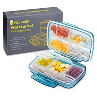 Travel Pill Organizer Moisture Proof Waterproof, Airtight Extra Large Pill Boxs and Organizer, 8 Compartments Portable Daily Pill Holder for Medicine/Vitamin/Fish Oil/Supplements (Blue)