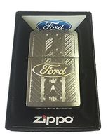 Zippo Custom Lighter - Ford Motors Car Oval Name Logo Laser Engraved Brushed Chrome