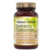 Nature's Boon Premium Quality Turmeric Curcumin with BioPerine(Made with Organic Turmeric Curcumin) 755 Mg Veggie Capsules Glass Bottle 90 Count -Supports Joint Health -Natural Antioxidant Properties