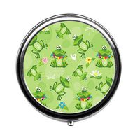 Round Pill Case - Frogs and Toads Custom Fashion Style Pill Box - 3 Compartments Pill Box/Pill case