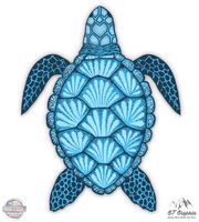 Blue Sea Turtle - 3" Vinyl Sticker - For Car Laptop I-Pad Phone Helmet Hard Hat - Waterproof Decal