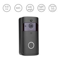 WiFi Smart Video Doorbell Camera, 720P HD Wireless Door Bell with IR Night Vision for Home Security, PIR Infrared Human Body Sensor, Mobile Phone Monitoring(Black)