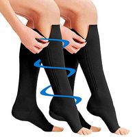 JANVUR (2 Pairs) Zipper Compression Socks New Compression Zip Sox Socks Stretchy Leg Support Unisex Open Toe Knee Stockings
