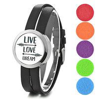 Garden Charms Love Hollow Out 30mm Stainless Steel Aromatherapy Essential Oil Scent Diffuser Locket Bracelet Double Leather Openable Bracelet GCVA-795