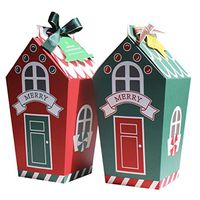 CheeseandU Christmas Gift Bags 20Pack Merry Xmas Candy Treat Boxes Baking Wraping Gift Packaging for Holiday Xmas Goody Gift Party Goodie Paper Boxes Tag&Ribbon not Included Green&Red