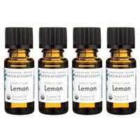 Swanson Certified Organic Lemon Essential Oil 0.5 fl Ounce (15 ml) Liquid (4 Pack)