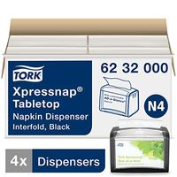 Tork 6232000 Xpressnap Tabletop Napkin Dispenser, 6.1" Height x 7.9" Width x 5.9" Diameter, Black (Case of 4 Dispensers) for use with Tork DX900, DX906E, DX990, 908EX or 13680