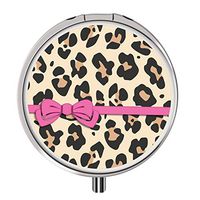 Pill Case - Compact 3 Compartment Medicine Organizer, Customized Round Pill Box for Pocket Traveling and Daily Needs - Leopard