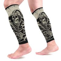 Calf Compression Sleeves 2 Pieces Motorcycle Patch Skull Calf Guard Great for Running, Cycling, Maternity, Travel, Nurses