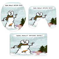 Pgojuni Flannel Christmas Fancy Scenery Bathroom Non-Slip Pedestal Rug + Lid Toilet Cover + Bath Mat Set 3PCS (H)