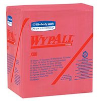 Wypall X80 Reusable Wipes (41029), Extended Use Cloths Quarter-fold Format, Red, 50 Sheets / Pack; 4 Packs / Case; 200 Folded Sheets / Case
