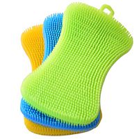 Viewm Silicone Sponge Scrubber for Dishes Fruit Vegetable Scrubber Silicone Sponges for Kitchen Gadgets Brush Accessories,3 Colors Pack