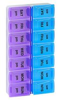 Pill Organizer Box Weekly Case with Snap Lids, Medicine Organizer, Vitamin Organizer, Reminder Daily Am Pm, Day Night Compartments 7 Days (Weekly 2 Compartment)
