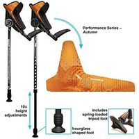 smartCRUTCH Performance Series Forearm Crutch with Premium Spring Loaded Flextip, 15-90 Degree Rotation - 2 Adult Ergonomic Adjustable Walking Aids - Small, Autumn