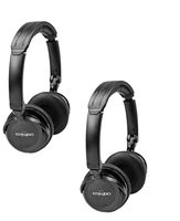 Pair of Two Channel Fold Flat Adjustable Child-Adult Sized Universal Rear Entertainment System Infrared Headphones Wireless IR DVD Player Head Phones for in Car TV Video Audio Listening