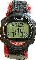 e-Pill CADEX Pediatric 12 Alarm Watch with Digital Medical ID - Velcro Strap - Black and Red