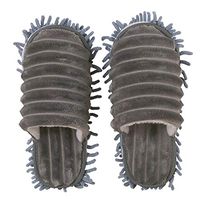 Ozzptuu Winter Soft Dust Mop Slippers Floor Cleaning Tool Microfiber Detachable Washable Cleaning Slipper for Women Men (Blue Grey, Women 11-13/Men 9-11)