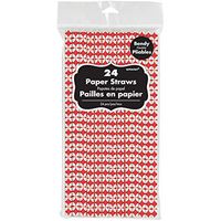 Amscan 461003.4 Tableware Diamond Straws, 7 3/4" x 1/4", Apple Red