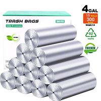 4 Gallon 300 Counts Strong Small Trash Bags, Garbage Bags Wastebasket Bin Liners, Plastic Trash Bags for Bathroom Bedroom Office Trash Can - New Design Nordic Macaron Grey Colors