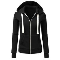 Miuye yuren Winter Womens Ladies Long Sleeve Solid Color Hooded Zipper Jacket Sweatshirts Womans Fashion Hoodies (S, Black)