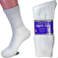 Diabetic Crew Socks (3 Pair) Sizes 9 to 15 (White, 10-13)