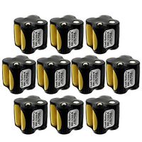 10x Exell Custom 4.8V 400 mAh 4x2/3AA Square Battery Pack with Button Top
