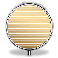 Stripe Pill Case, Round Stainless Drug Organizer Container Medicine Cover for Pocket Daily&Weekly